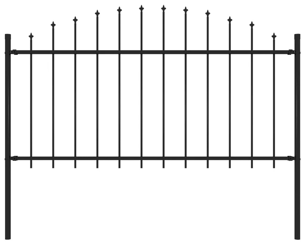 Sonata Градинска ограда с връх пика, стомана, (1,25-1,5)x1,7 м, черна