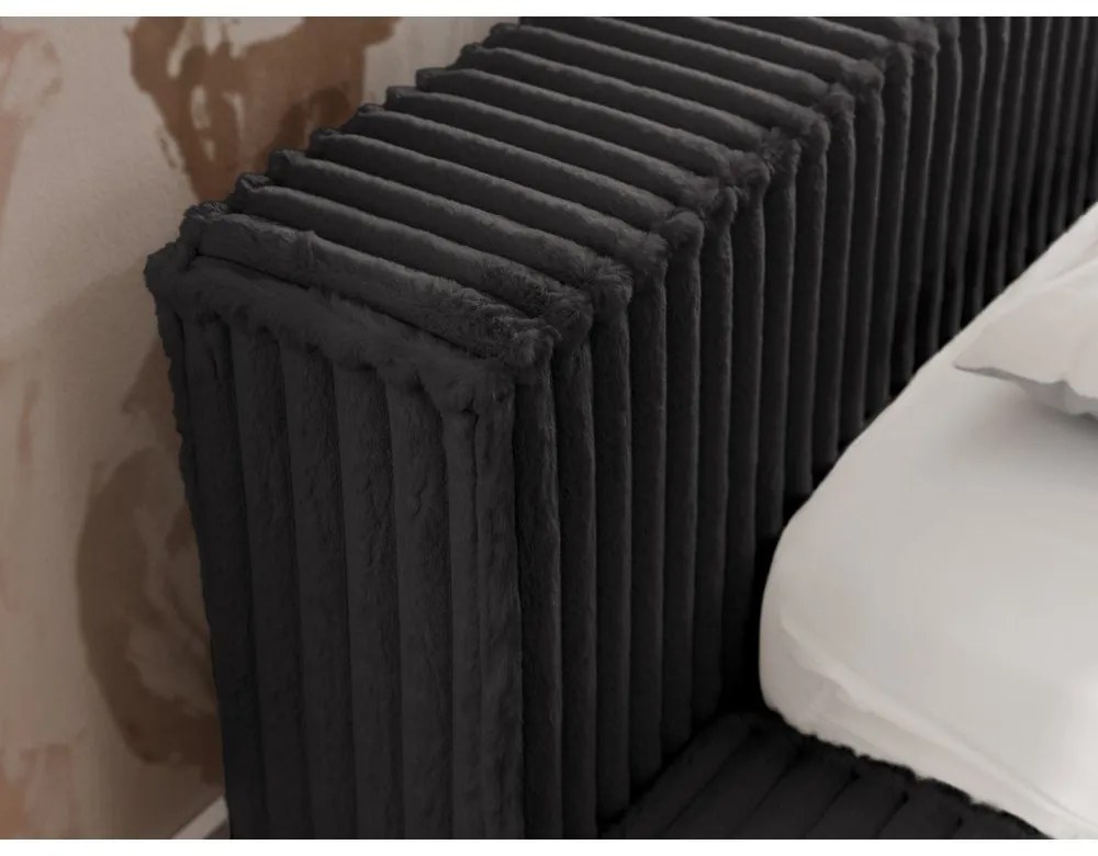 Черно двойно тапицирано легло с място за съхранение и включена подматрачна рамка 200x200 cm Cloe – Ropez