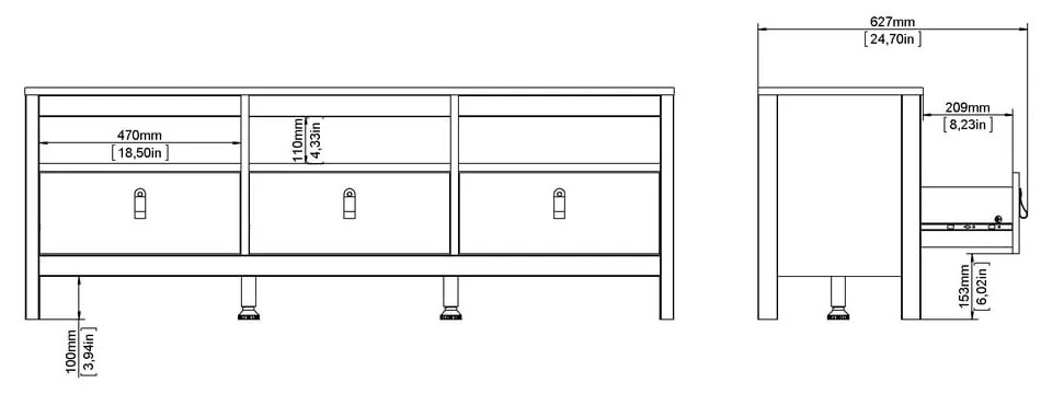 Черна маса за телевизор 151x54 cm Madrid – Tvilum