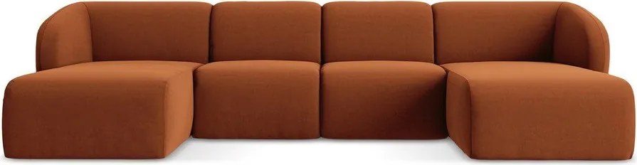 Теракотен кадифен ъглов диван (U форма) Lani – Makamii