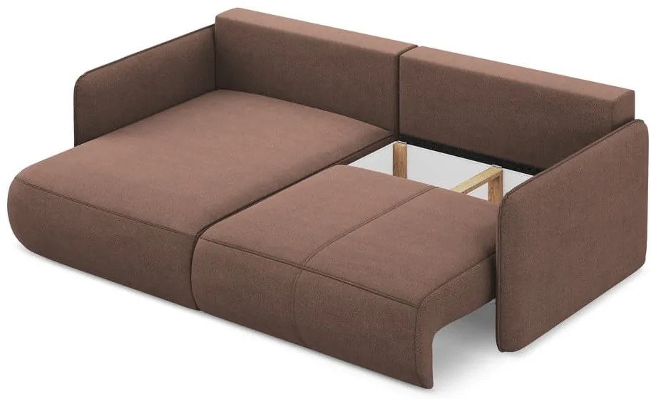 Розов разтегателен ъглов диван с място за съхранение (ляв ъгъл) Nanea – Makamii