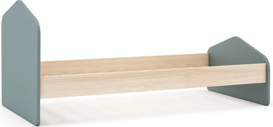 Детско легло 90x190 cm от декор от бор с включена подматрачна рамка в естествен цвят/сиво-зелено Estefania – Marckeric