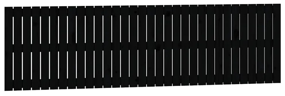824832 vidaXL Стенна табла за спалня, черна, 204x3x60 см, борово дърво масив
