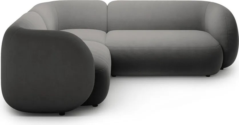 Тъмносив кадифен ъглов диван (ляв ъгъл/L форма) Kate – Micadoni