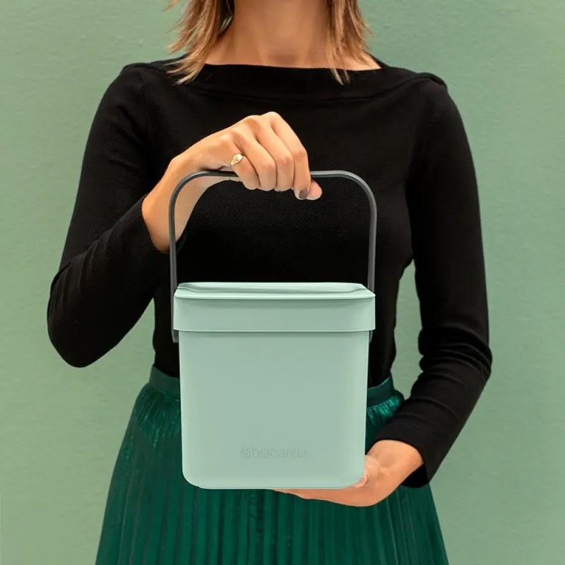 Кош за разделно събиране на боклук Brabantia Sort&Go 1005515, 6 л, Дръжка, Възможност за стенен монтаж, Светлозелен