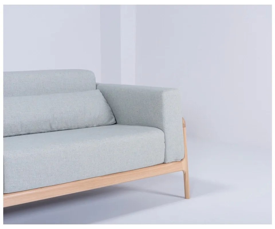 Синьо-сив диван с конструкция от дъбова дървесина , 240 cm Fawn - Gazzda
