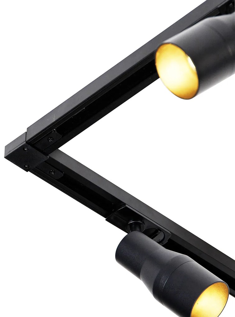 Модерна релсова осветителна система с 5 прожектора черна 1-фазна - Iconic Kohua