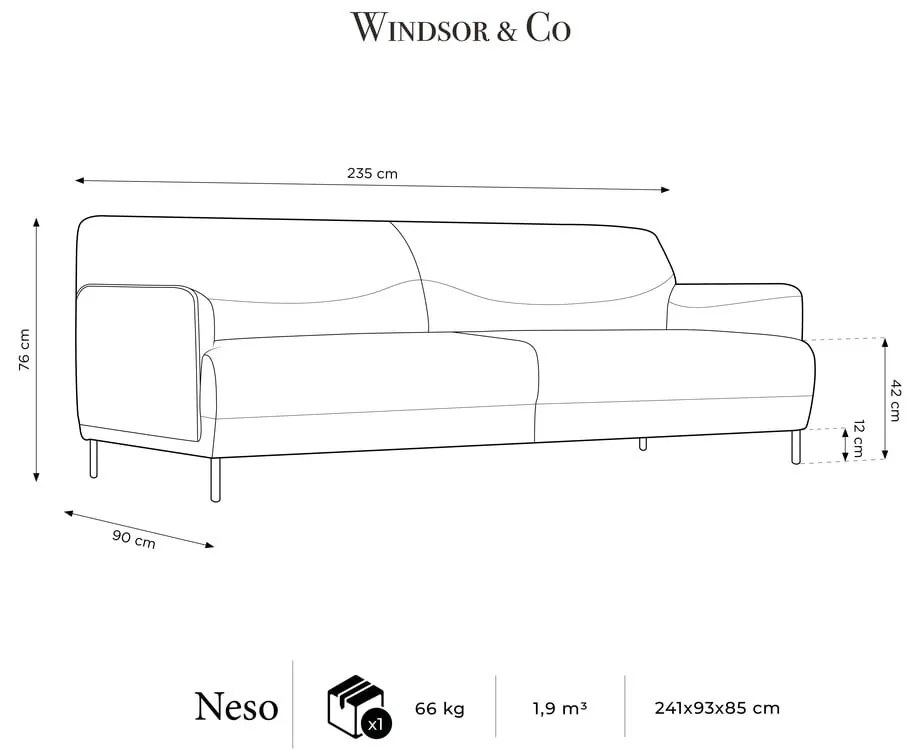 Розов диван , 235 см Neso - Windsor &amp; Co Sofas