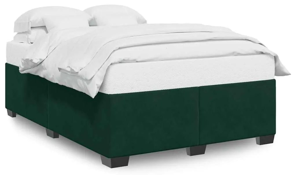 3284634 vidaXL Рамка за легло без матрак, тъмнозелена, 140x190 см, кадифе
