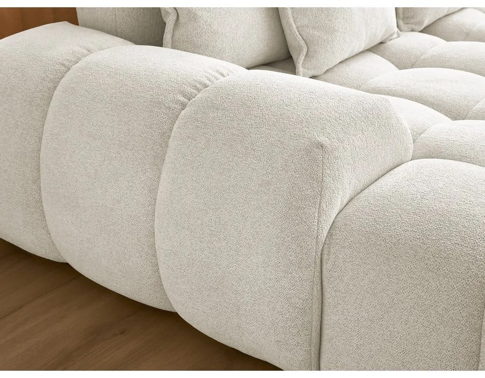 Бял шенилов сгъваем/с място за съхранение ъглов диван (десен ъгъл/U форма) Everest – Bobochic Paris