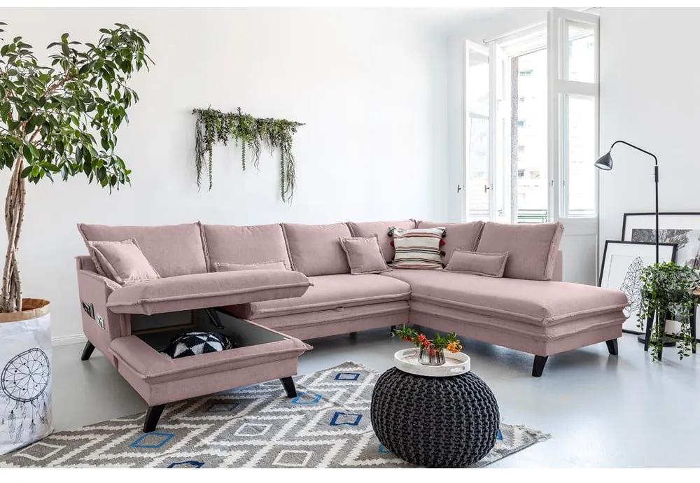 Праховорозов U-образен разтегателен диван , десен ъгъл Charming Charlie - Miuform