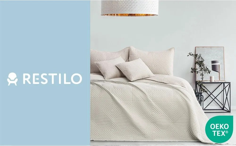 Кремаво капитонирано покривало за легло от микрофибър 240x260 cm Softa – Restilo