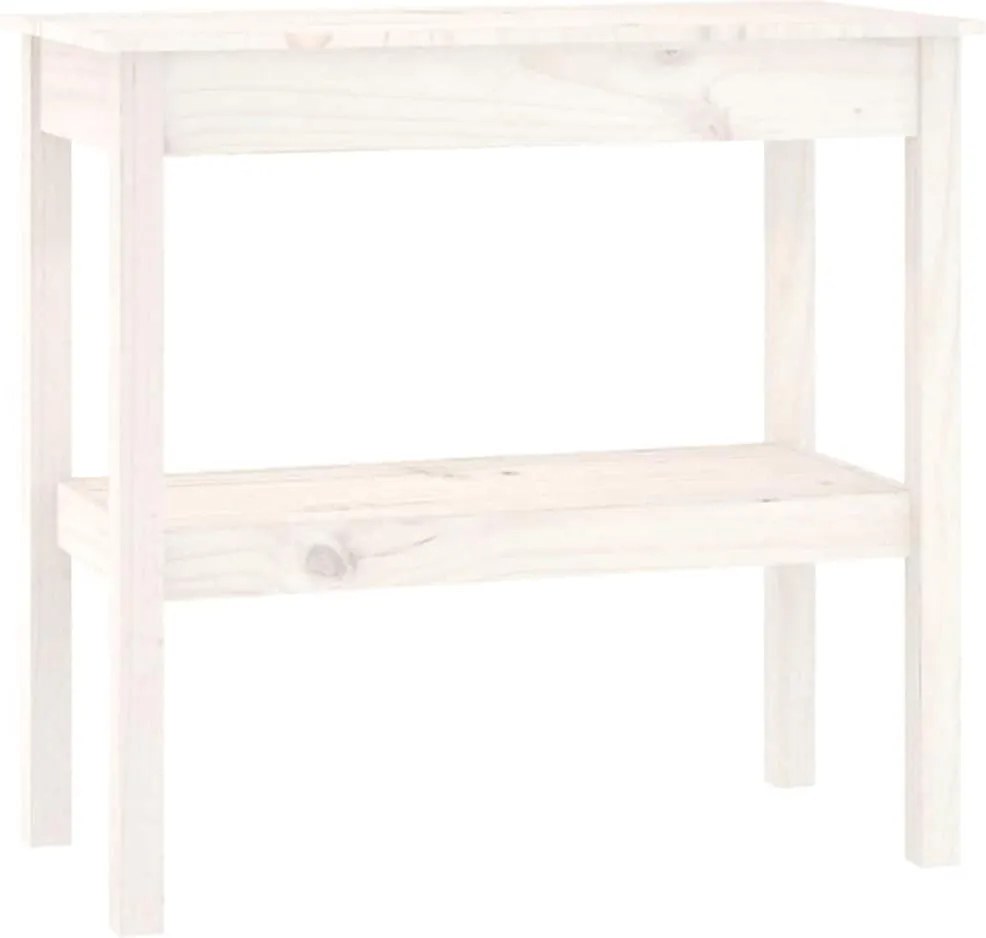 814305 vidaXL Конзолна маса бяла 80x40x75 см борово дърво масив