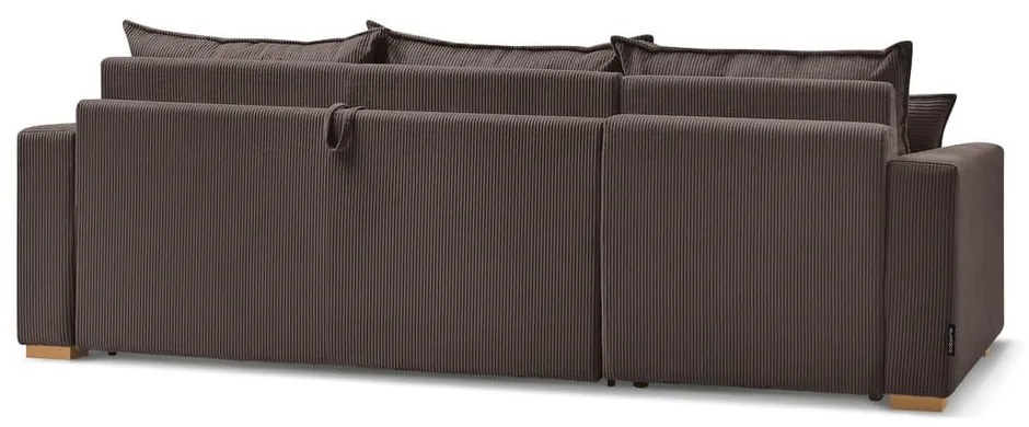Кафяв разтегателен ъглов диван от рипсено кадифе (променлив) Augustin – Bobochic Paris