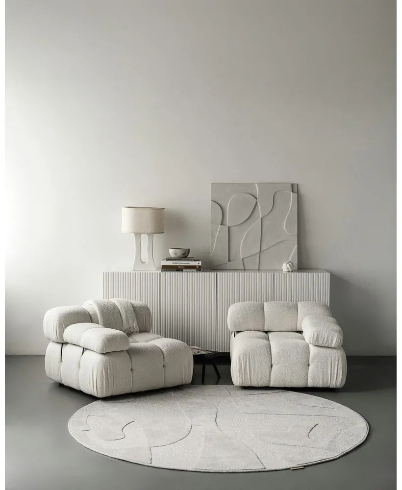 Светлосив вълнен кръгъл килим ø 200 cm Morphic Botanica – Agnella