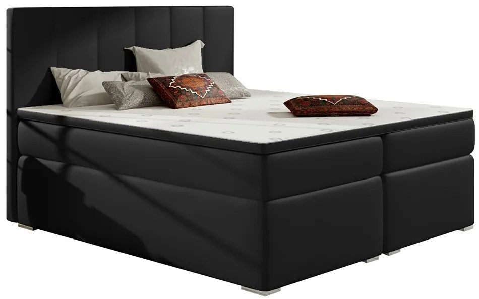 Тапициран Легло Belo with layer and top layer-Black δέρμα-160 x 200