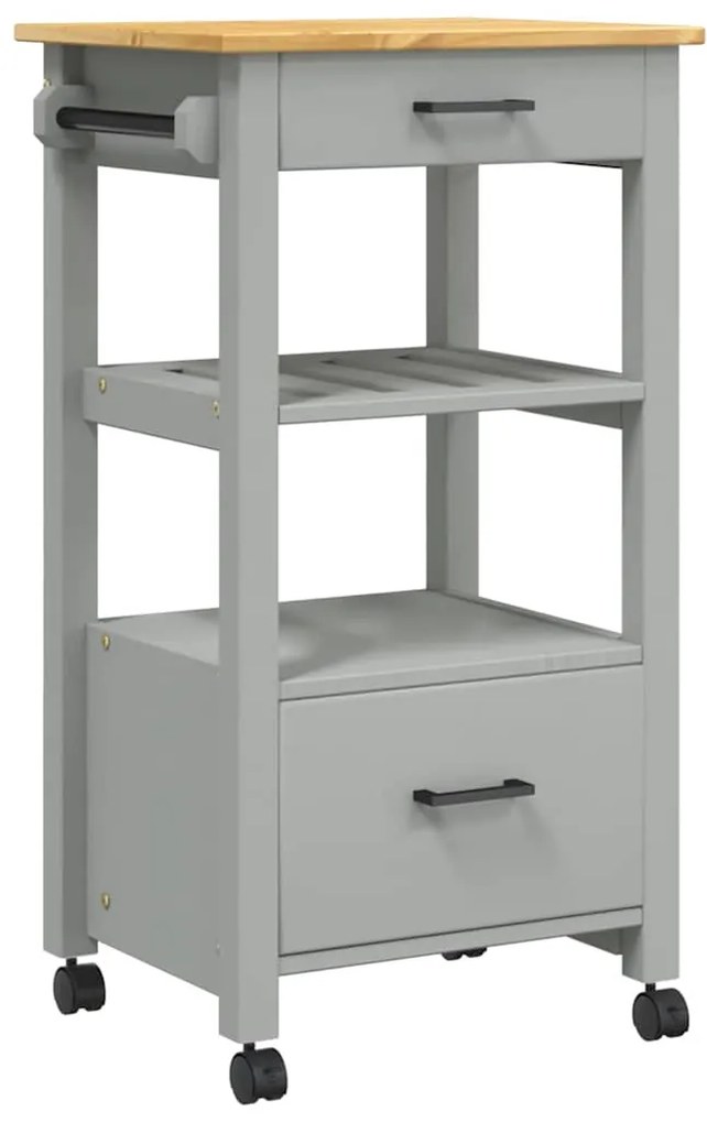 376086 vidaXL Кухненска количка "MONZA" 48x40x88,5 см борово дърво масив