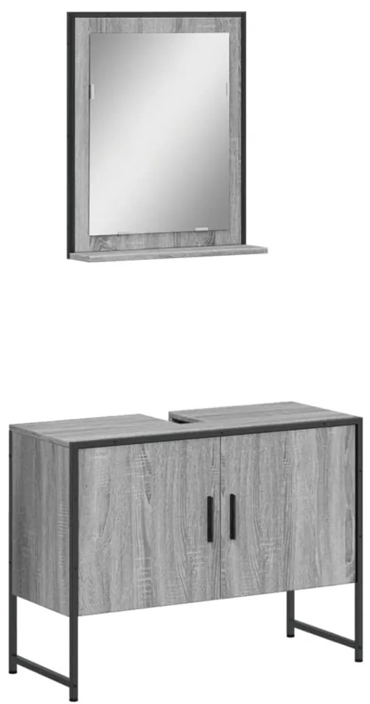 3214342 vidaXL Комплект шкаф за баня от 2 части, сив сонома, инженерно дърво