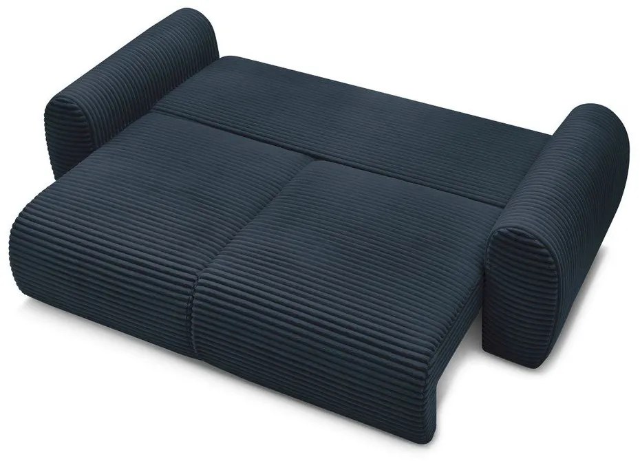 Тъмносин разтегателен диван от рипсено кадифе 257 cm Lucien – Bobochic Paris