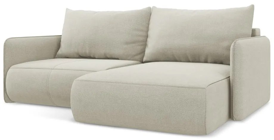 Кремав разтегателен ъглов диван с място за съхранение (десен ъгъл) Nanea – Makamii