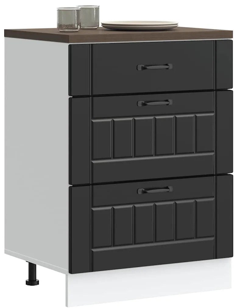 854270 vidaXL Кухненски шкаф "Lucca" Черен, инженерно дърво