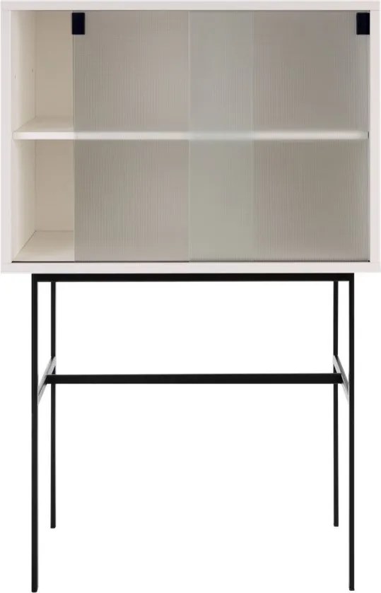 Сиво-бежова витрина с плъзгащи се врати 70x109x40 cm Lekko – noo.ma