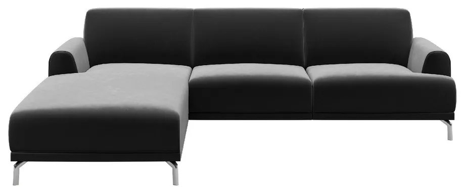 Тъмно сив ъглов диван от кадифе , ляв ъгъл Puzo - MESONICA