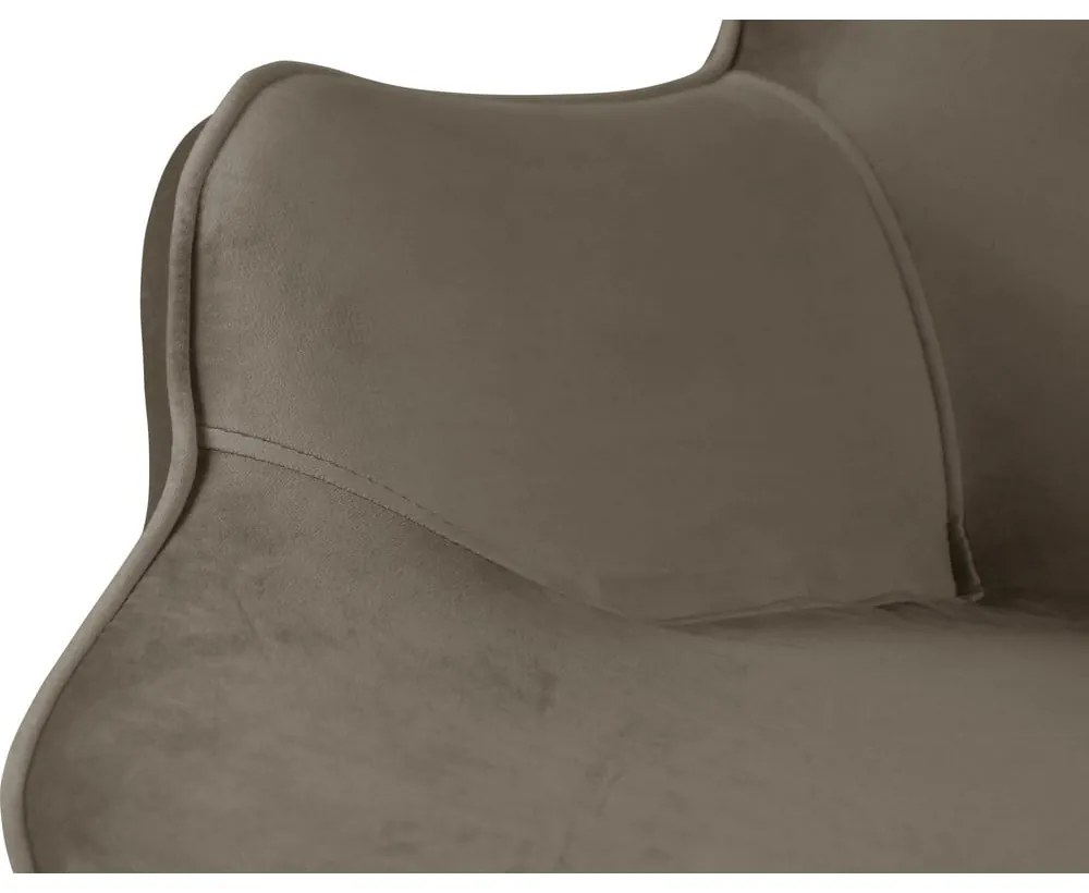 Светлокафяв кадифен фотьойл с табуретка Niko – Ropez