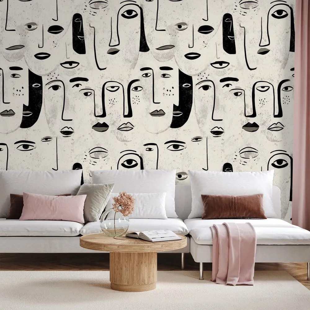 Тапет – Абстрактни черно-бели лица
