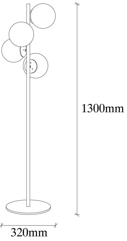 Черна и златисто подова лампа със стъклен абажур (височина 130 cm) Faze – Opviq lights