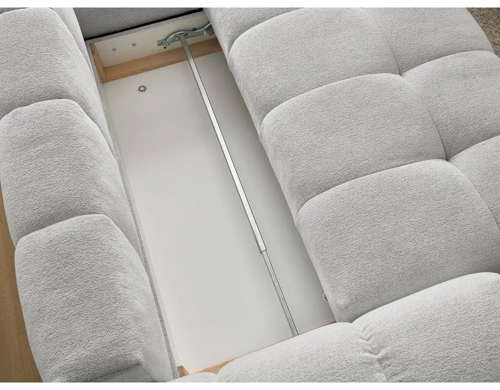 Светлосив шенилов сгъваем/с място за съхранение ъглов диван (десен ъгъл/L форма) Everest – Bobochic Paris