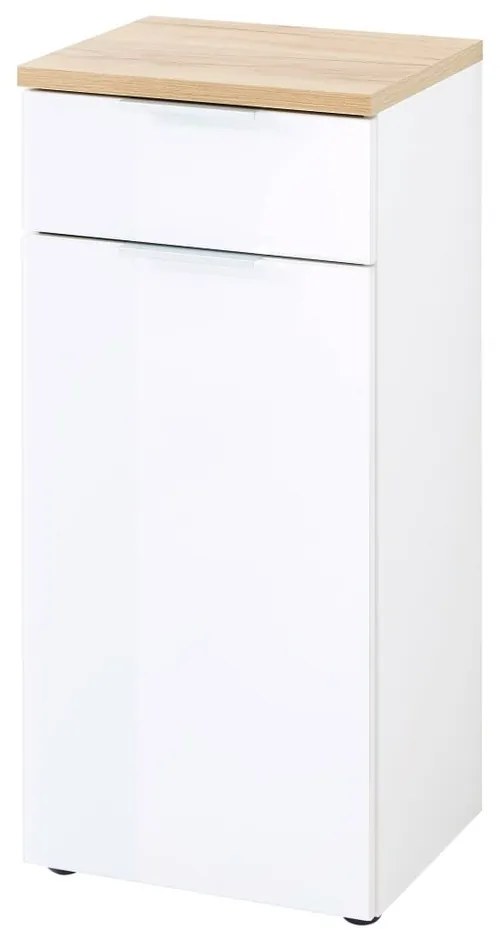 Дъбов нисък шкаф за баня в бял\естествен цвят 39x86 cm Pescara - Germania