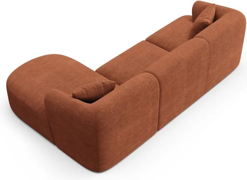 Теракотен ъглов диван от рипсено кадифе (десен ъгъл) Campi – Cosmopolitan Design