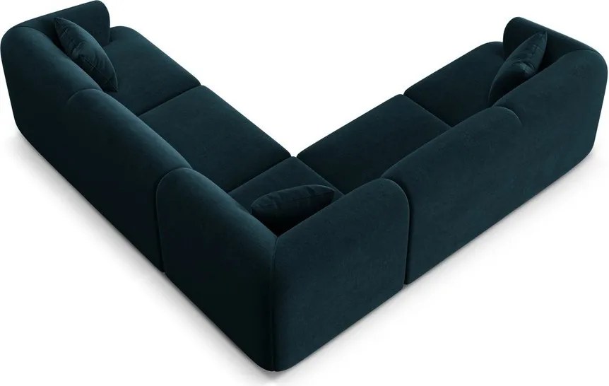 Кадифен ъглов диван в петролен цвят Campi – Cosmopolitan Design