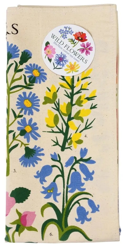 Бежова памучна кърпа за чай , 50 x 70 cm Wild Flowers - Rex London