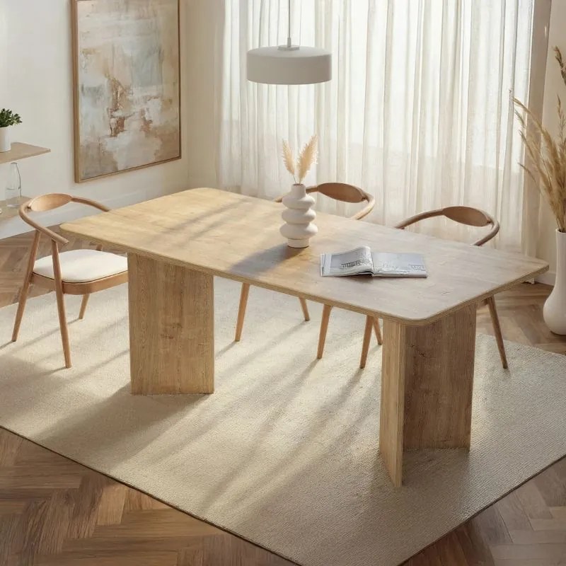 Linza трапезна маса от меламин в цвят меден дъб 180×90×75 см