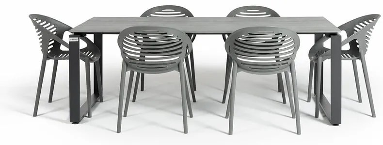 Градински комплект за хранене за 6 души със сив стол Joanna и маса Strong, 210 x 100 cm Strong & Joanna - Bonami Selection
