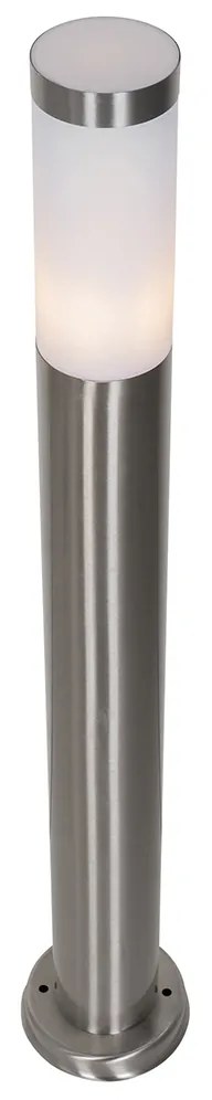 Модерна външна стълбова лампа стомана с опал 80 см IP44 - Rox