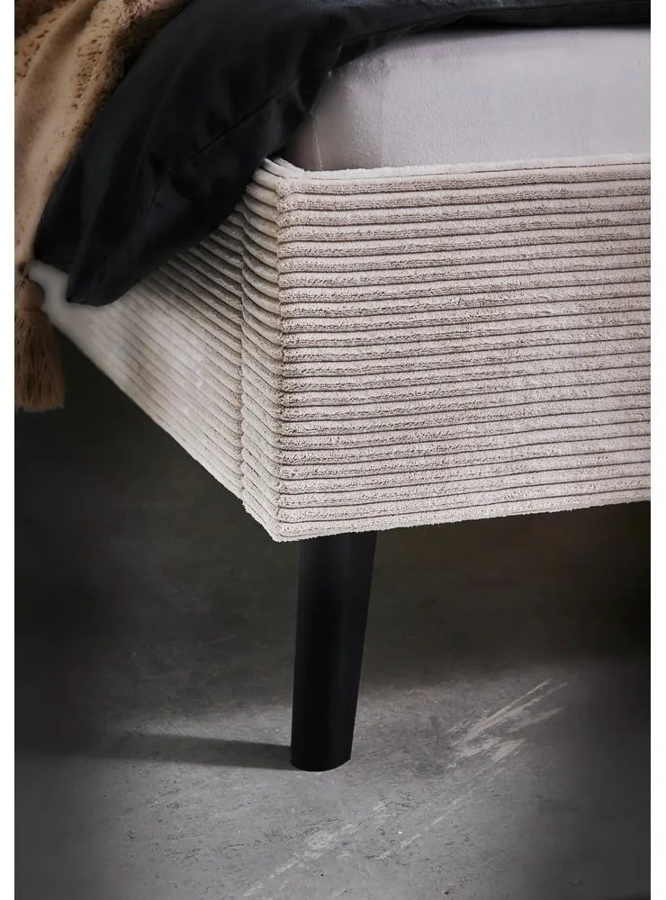 Бежово двойно легло 180x200 cm тапицирано без ламелно дъно Avola – Meise Möbel