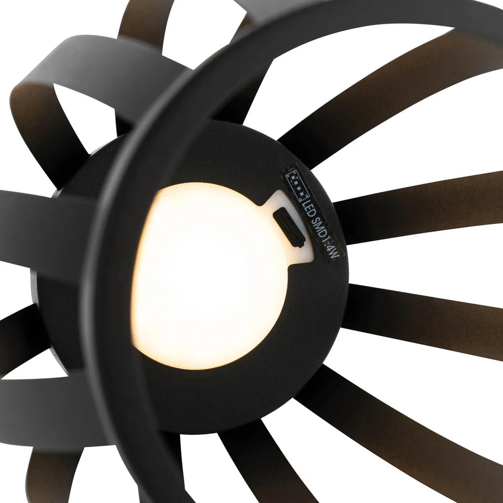 Комплект от 2 настолни лампи за външен монтаж черни 3-степенна димируема слънчева & акумулаторна - Sheldon