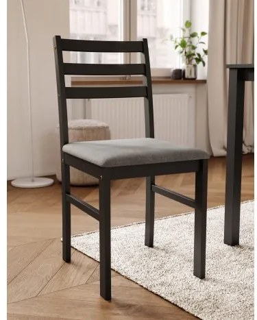 Комплект ТОРИНО маса + 4 стола Черно/Светло сиво (тъкан Савана 21) - ДЪРВЕН КОМПЛЕКТ ЗА КУХНЯ/ТРАПЕЗАРИЯ