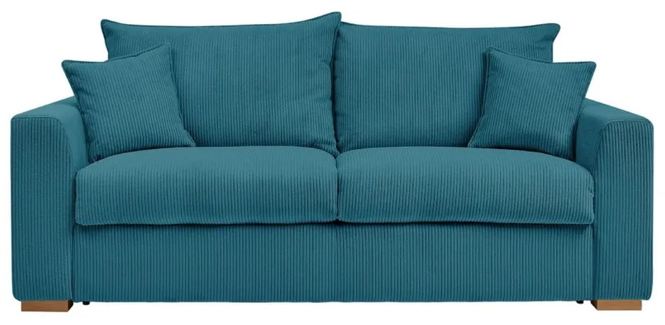 Син разтегателен диван от рипсено кадифе 225 cm Augustin – Bobochic Paris