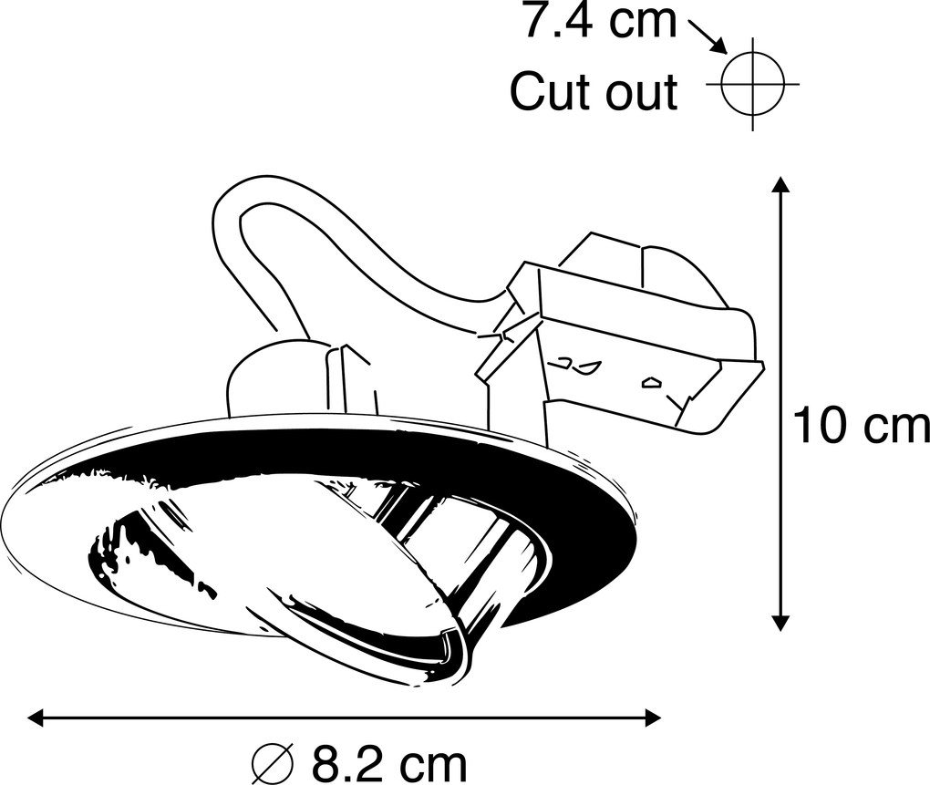 Комплект от 6 кръгли наклоняеми вградени спота злато - Edu