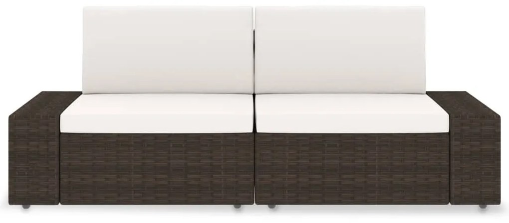 49515 vidaXL Двуместен модулен диван, полиратан, кафяв