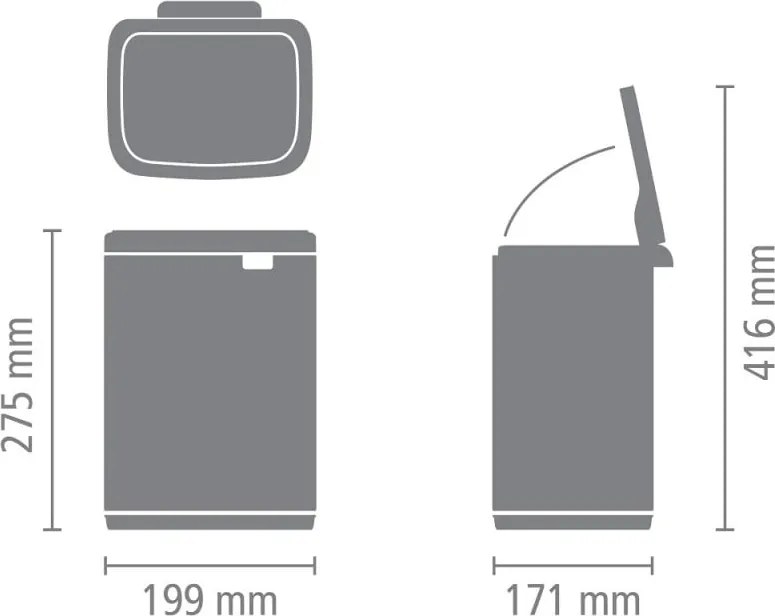 Кош за боклук Brabantia Bo Small 1006625, 4 л, Плавно и безшумно отваряне, Противоплъзгаща основа, Устойчив на пръстови отпечатъци, Инокс/Мат