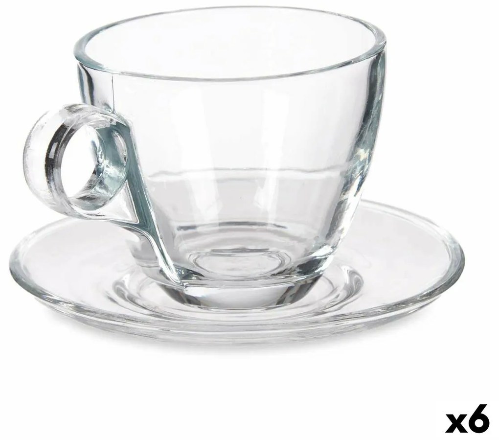Чаша с чинийка Прозрачен Cтъкло 170 ml (6 броя)