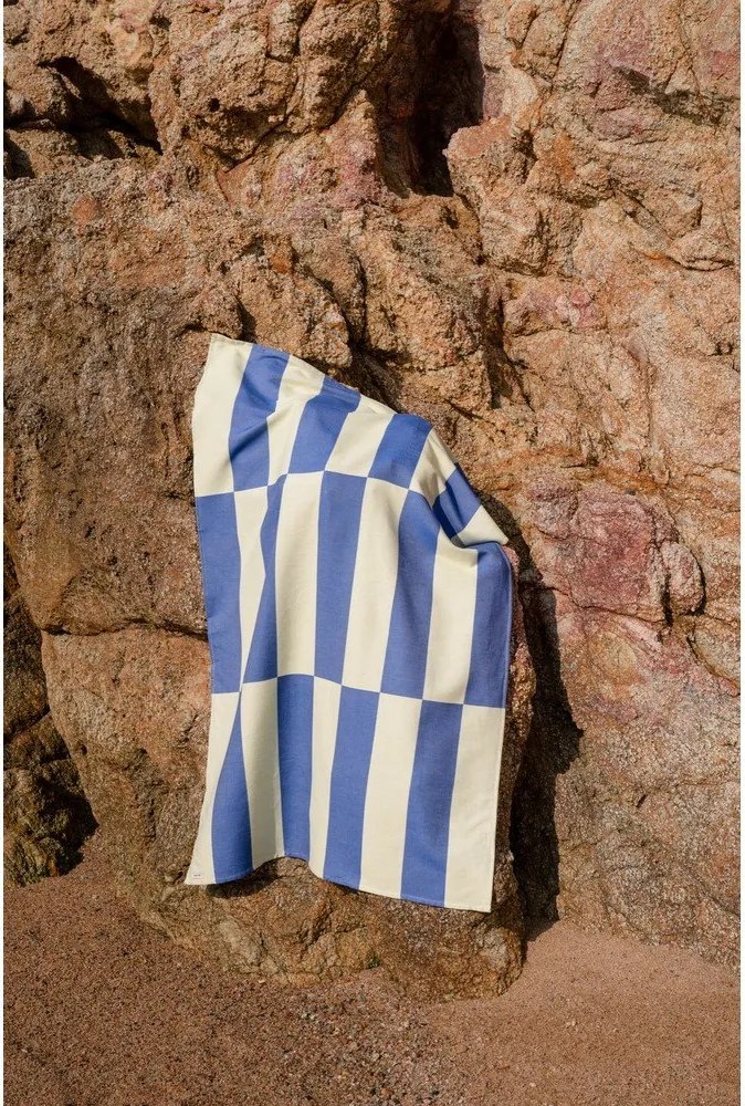 Светложълта/синя памучна плажна кърпа 100x160 cm Su – noo.ma