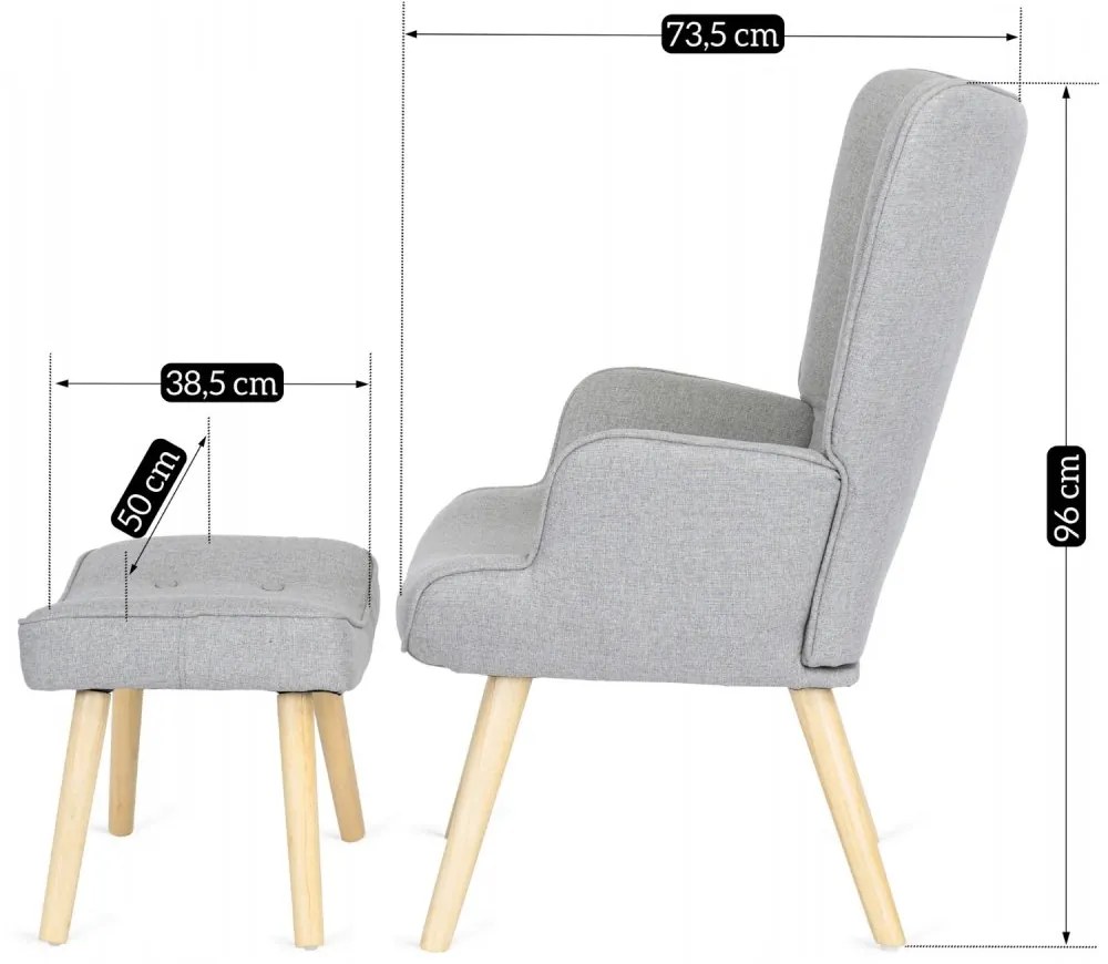 Релаксиращ фотьойл с подложка за крака LOZANO 2 - сив