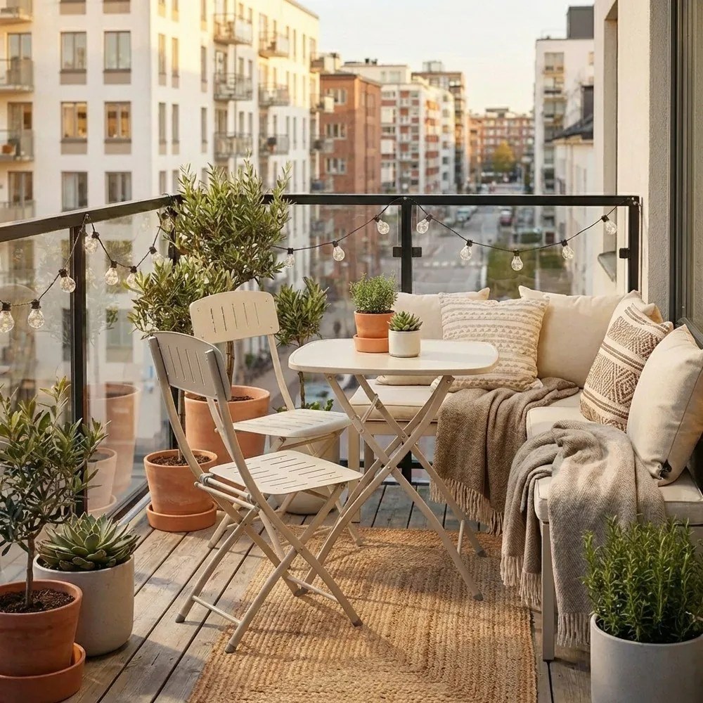 Бежов стоманен градински комплект за хранене за 2 Yvonne – Bizzotto