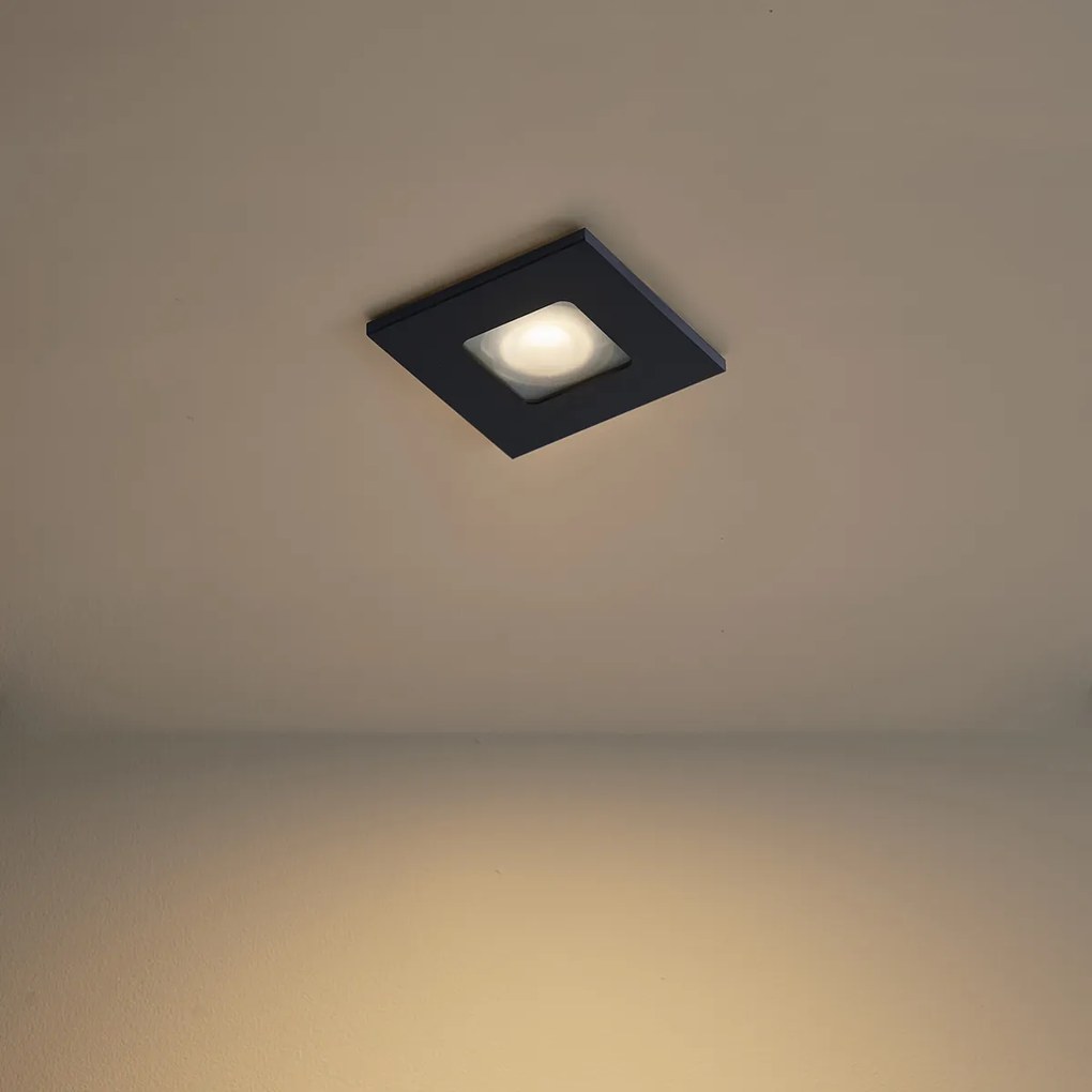 Комплект от 6 модерни вградени прожектора черни, въртящи се и накланящи се IP44 - Qure